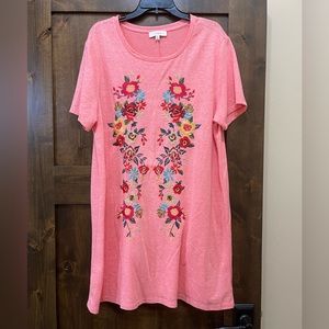 NWOT Umgee Embroidered Shirt Dress-1XL